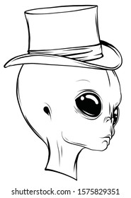 Alien face isolated on white photo-realistic vector illustration