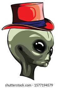 Alien face isolated on white photo-realistic vector illustration