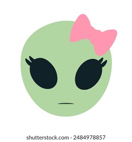 Alien face isolated on white background.