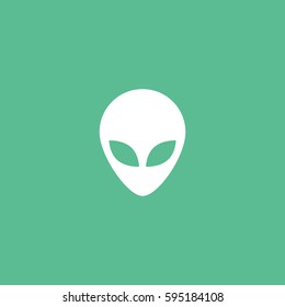 Alien Face Mask Flat Icon On Green Background