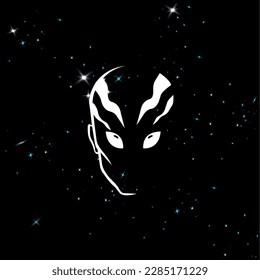 Alien face with space background vector