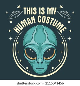 Alien face t-shirt print, tee stump tee stump humanoid head, vector