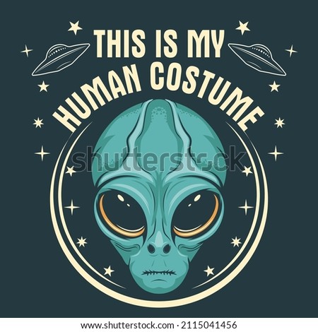 Alien face t-shirt print, tee stump tee stump humanoid head, vector