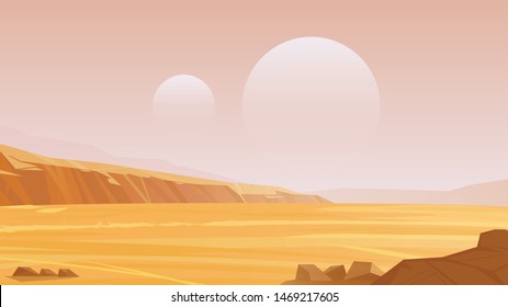 Alien fantasy landscape. Sci-Fi space background.