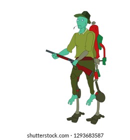 Alien farmer went out to guard the farm