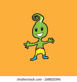 Alien in fashion pants cartoon character
