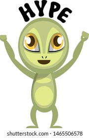 Alien felling hype, illustration, vector on white background.