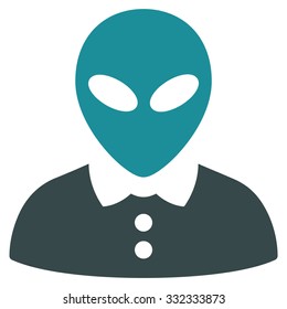 Alien Female vector icon. Style is flat bicolor soft blue symbol, rounded angles, white background.