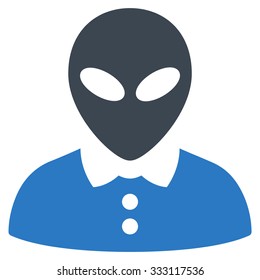 Alien Female vector icon. Style is flat bicolor smooth blue symbol, rounded angles, white background.