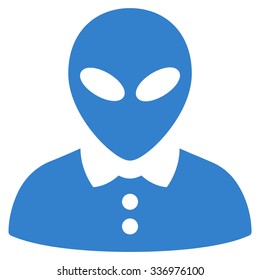 Alien Female vector icon. Style is flat cobalt symbol, rounded angles, white background.