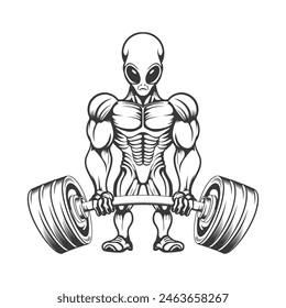 
Alien fitness body with berbell design