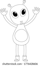 Alien With Flag cartoon vector art and illustration