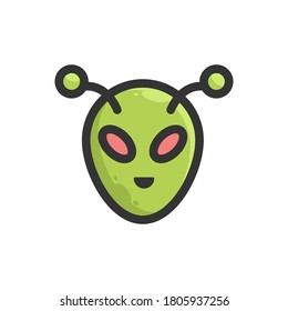 alien flat and fill halloween icon 