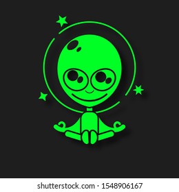Alien Flat Green Icon For Your Project Vector Illustration