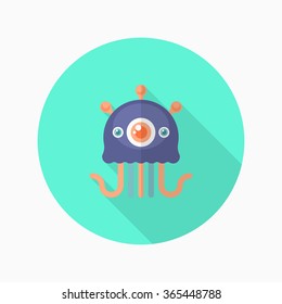 Alien flat  icon with long shadow,eps10,