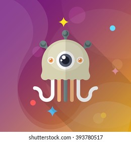 Alien flat  icon with long shadow,eps10,