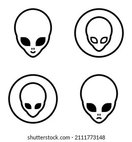 Alien Flat Icon Set Isolated On White Background