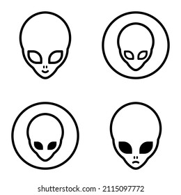 Alien Flat Icon Set Isolated On White Background