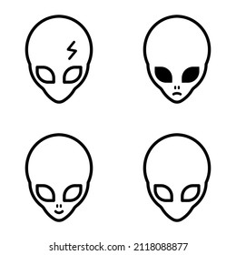 Alien Flat Icon Set Isolated On White Background