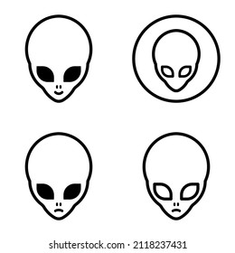 Alien Flat Icon Set Isolated On White Background