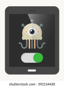 Alien flat  icon with Tablet,eps10,