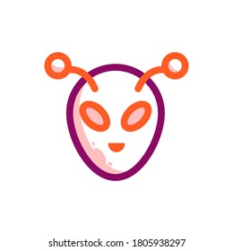 icono de halloween de contorno plano alienígena