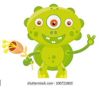 alien with flower