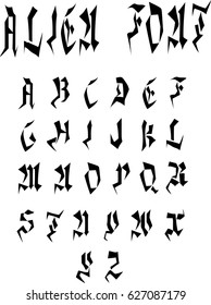 Alien font  - Vector font isolated on white background