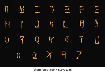 Alien  Font - Vector - Orange Futuristic Font  