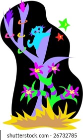 Alien Forest with Exotic Plants Vector