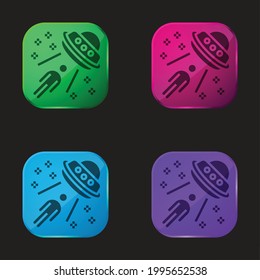 Alien four color glass button icon