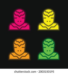 Alien four color glowing neon vector icon