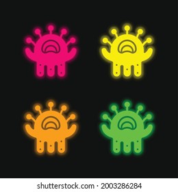 Alien four color glowing neon vector icon