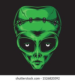 Alien Frankenstein Head Vector Logo