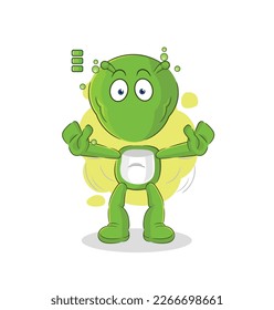 the alien full battery character. cartoon mascot vector
