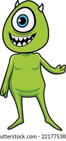 Alien funny cartoon character vector art and illustration