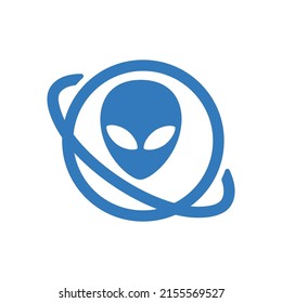 Alien, galaxia, ciencia, icono del experimento. Ilustración vectorial azul.