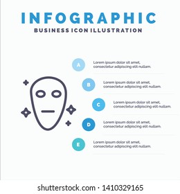 Alien, Galaxy, Space Line icon with 5 steps presentation infographics Background