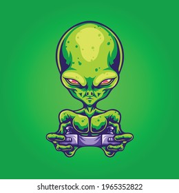 alien in game illustration logo alien play