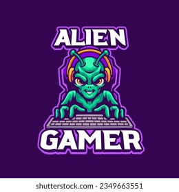 Alien Gamer Mascot Logo Template