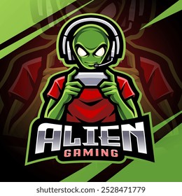 Alien gaming esport mascot logo design