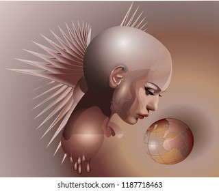 Alien girl beautiful vector illustration
