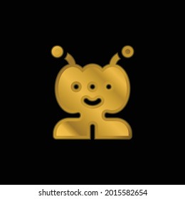 Alien gold plated metalic icon or logo vector