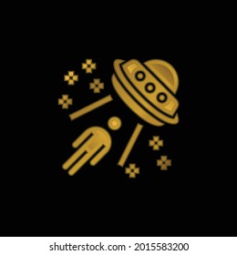 Alien gold plated metalic icon or logo vector