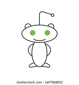 Alien with green eyes - simple icon