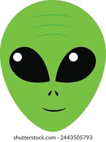 Alien green face or head symbol line art vector icon