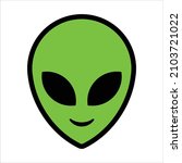 Alien green head isolated on white background vector illustration. Extraterrestrial alien face or head symbol line art vector icon for apps and websites.