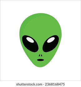 Alien green head isolated on white background vector illustration, Extraterrestrial alien face or head symbol line art vector icon for apps and websites, EPS Files for Cricut