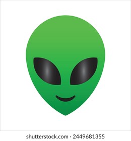 Alien green head isolated on white background vector illustration. Extraterrestrial trendy alien face or head symbol line art vector icon for apps and websites.