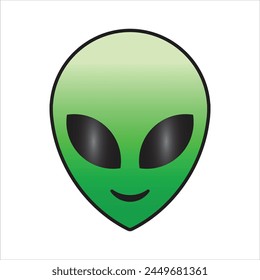 Alien green head isolated on white background vector illustration. Extraterrestrial trendy alien face or head symbol line art vector icon for apps and websites.